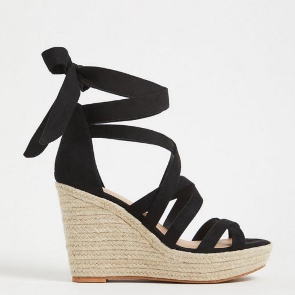 Black Espadrille Wedge Sandals